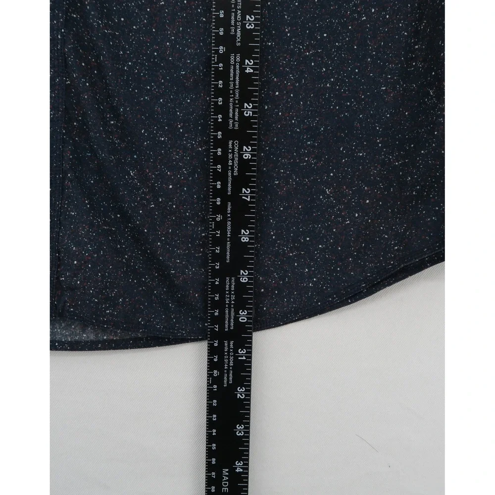 Bugatchi Mens‎ Shaped Fit Long Sleeve Button Down Shirt Navy Speckle Print Large